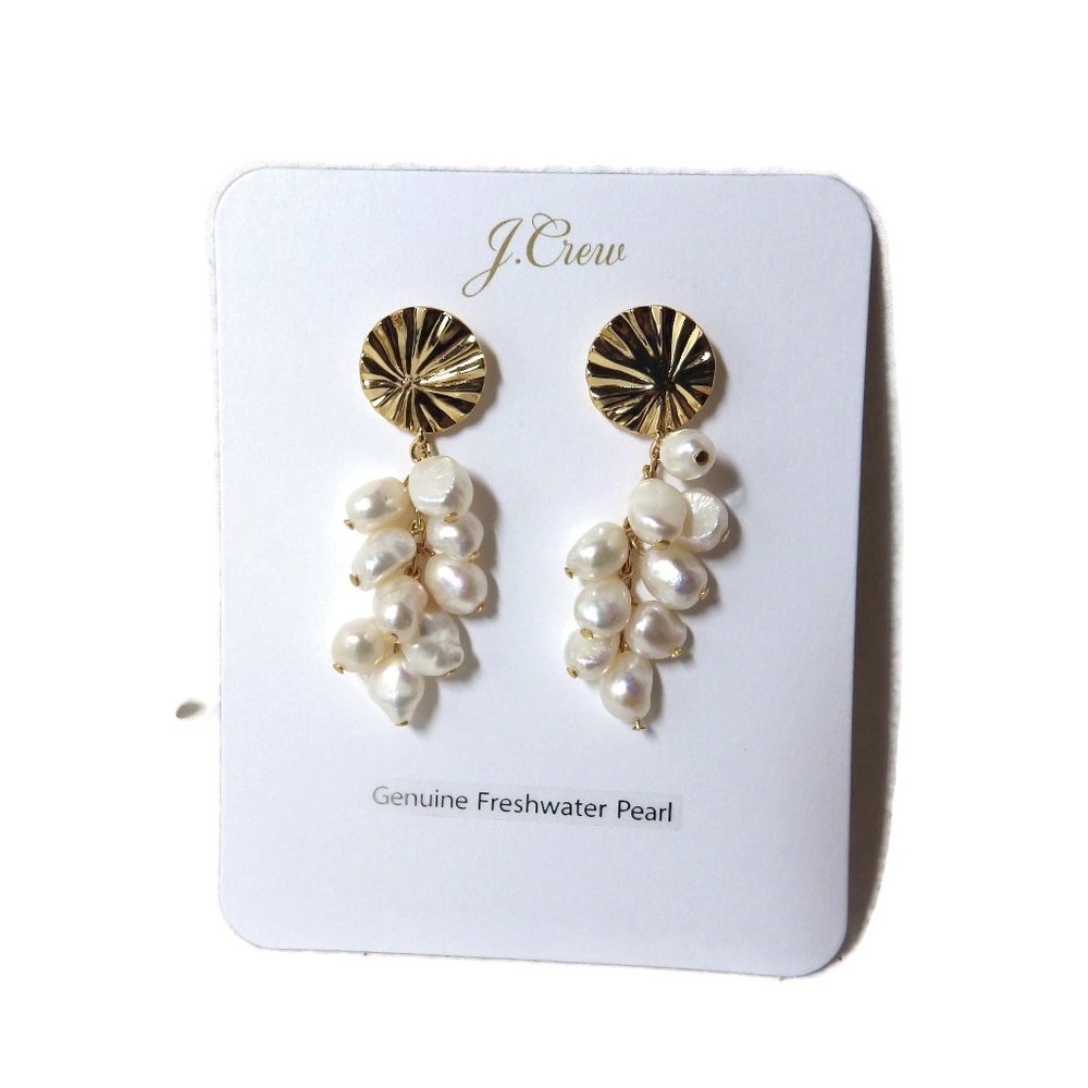J. Crew Freshwater Pearl Dangle Earrings/ Gold Tone/ Titanium Post